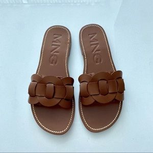 MANGO brown braided flat sandals